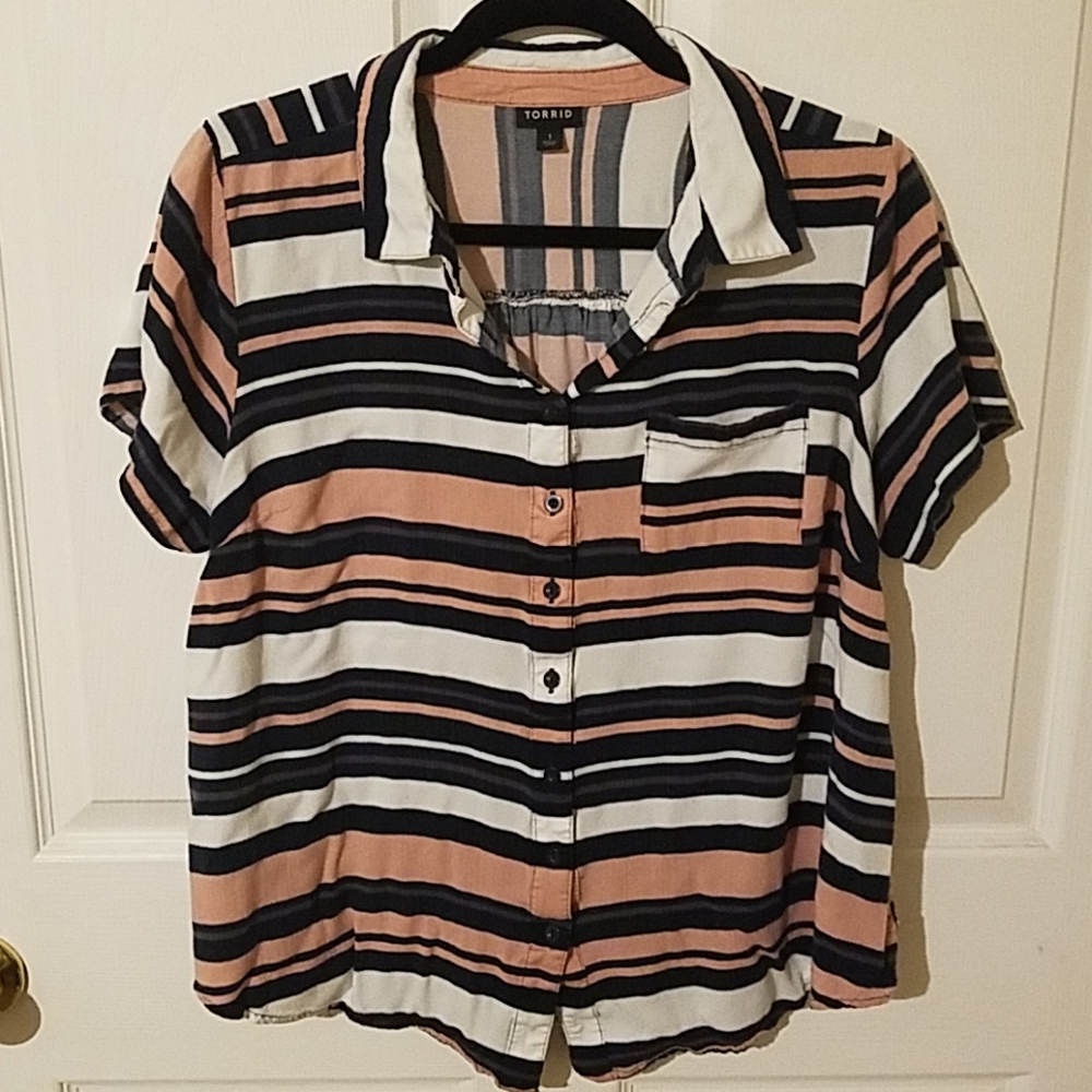 Torrid navy striped blouse size 1